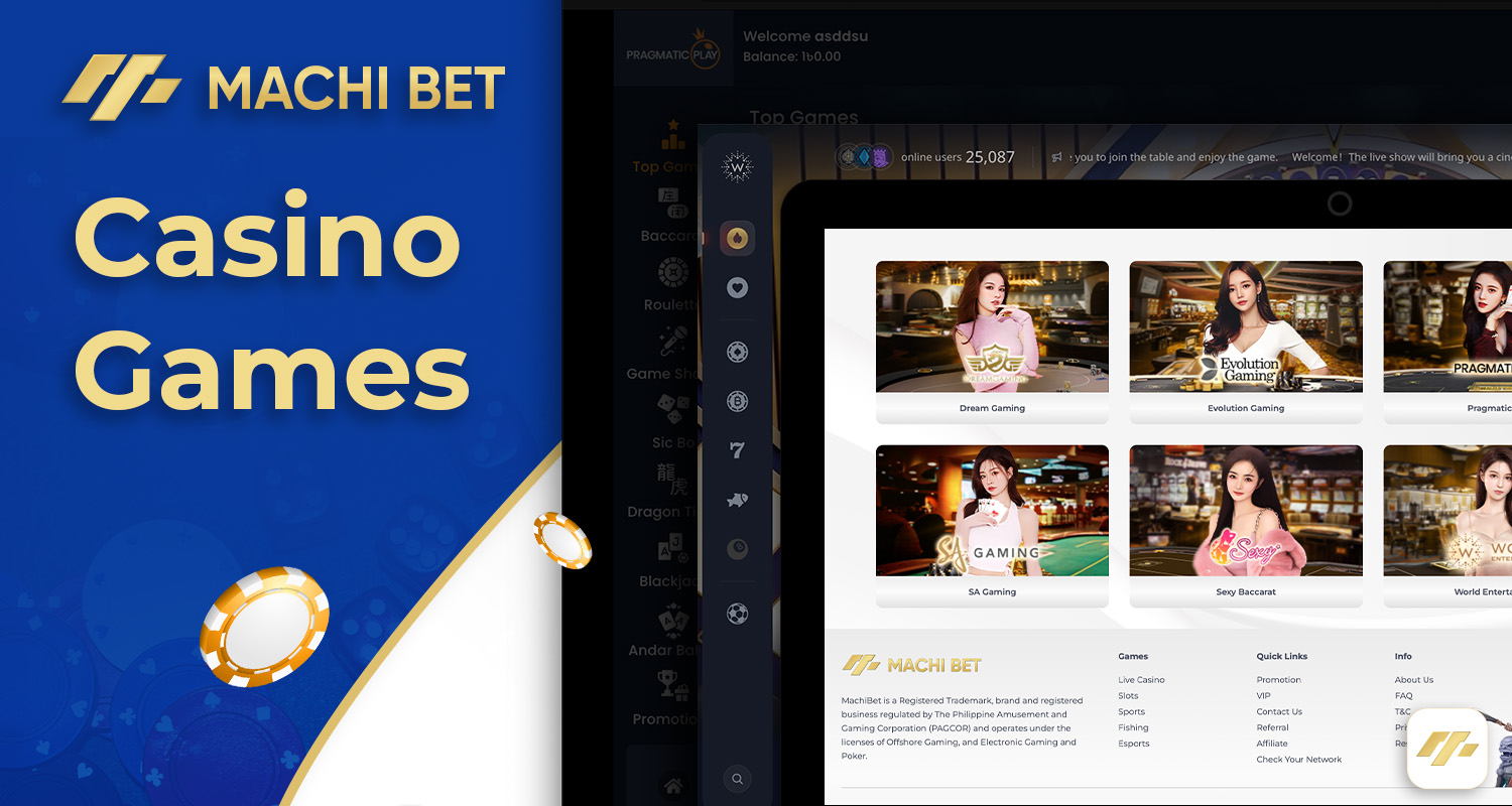 Detailed description of the types of casino games available on the Machi777 platform